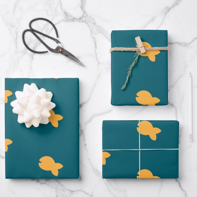 Aquamarine Kids Fisch Geschenkpapier Set (Vorderseite)