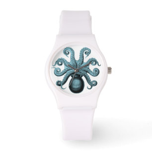 Aquamarine Krake auf Uhr
