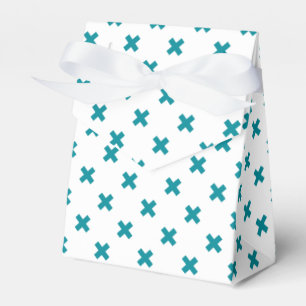 Aquamarine Kreuzstiche auf Weiß Geschenkschachtel