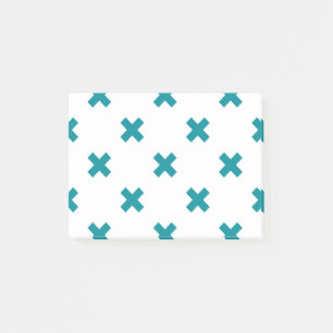 Aquamarine Kreuzstiche auf Weiß Post-it Klebezettel