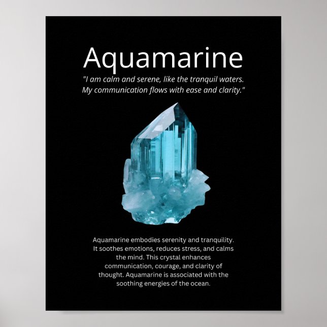 Aquamarine Kristallstein Poster (Vorne)