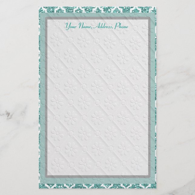 Aquamarine, kundenspezifische Stationery Briefpapier (Vorderseite)