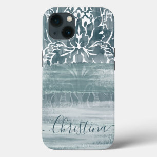 Aquamarine Künstlerische Pinselstriche aus Damast Case-Mate iPhone Hülle