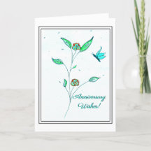 Aquamarine Kupfer-Blume-Jubiläumskarte