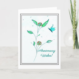 Aquamarine Kupfer-Blume-Jubiläumskarte Karte