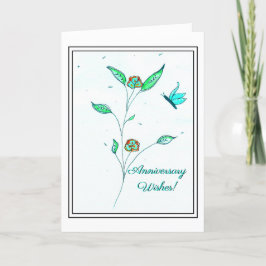 Aquamarine Kupfer-Blume-Jubiläumskarte Karte