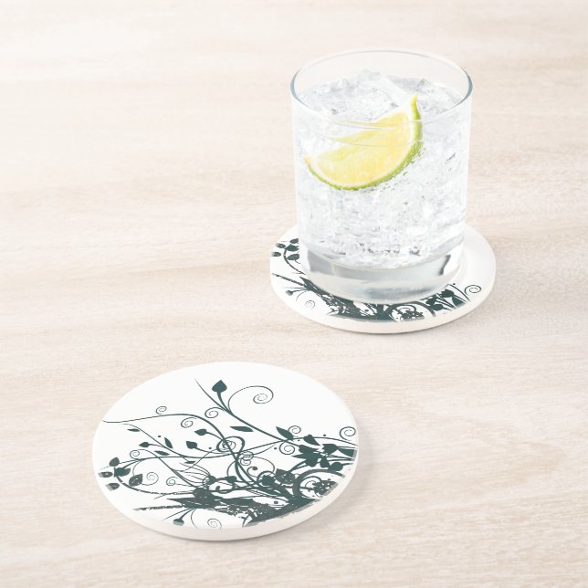 Aquamarine Leaf-Wirbel Untersetzer (Seite)