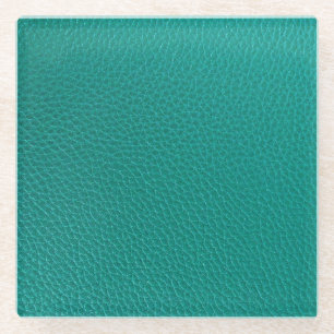 Aquamarine Leder: Modische Schlangentextur. Glasuntersetzer