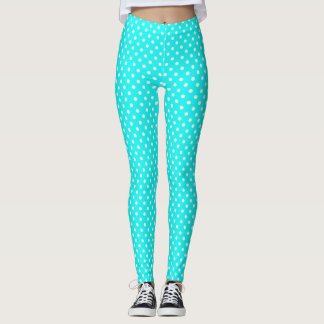 Aquamarine Leggings aus blau-weißen Polka-Punkten