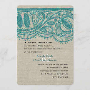 Aquamarine Leinenspitze-Vintage moderne Einladung