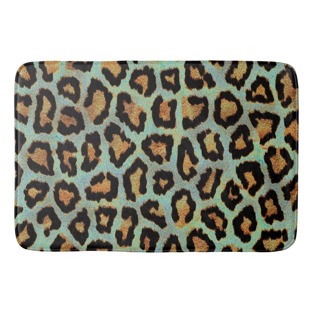 Aquamarine leopard-schicke Badematte (Vorderseite)
