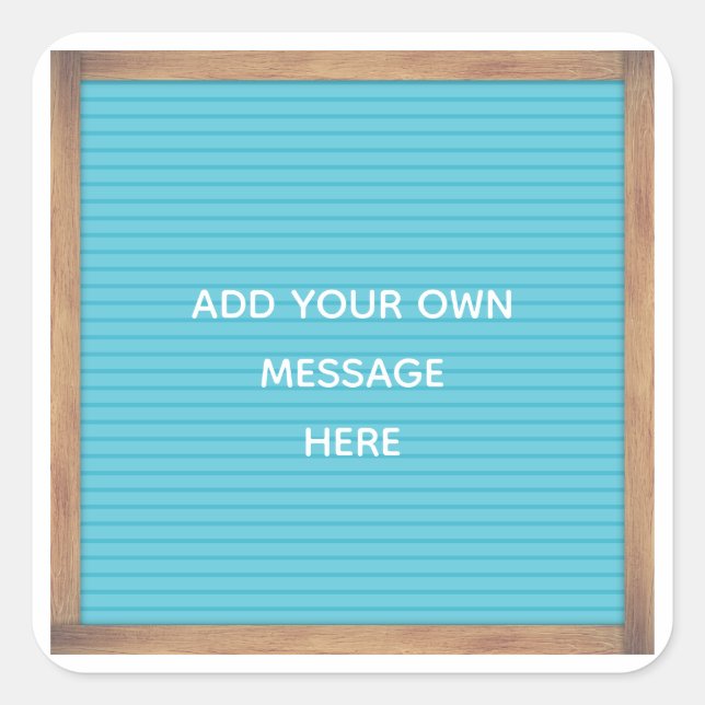 Aquamarine Letterboard-Marquee-Signierung benutzer Quadratischer Aufkleber (Vorderseite)