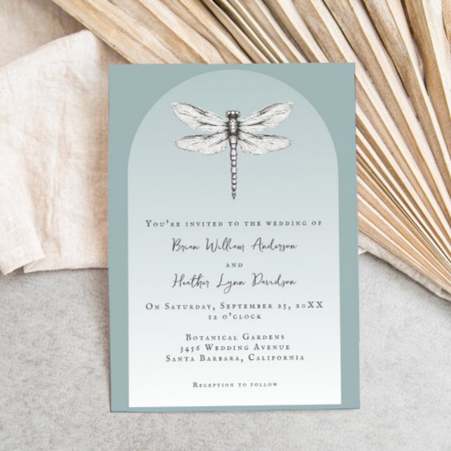 Aquamarine Libellenhochzeit Einladung (Teal Dragonfly Wedding Invitation)