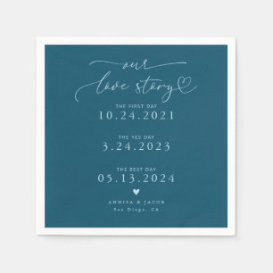 Aquamarine Liebe-Geschichte Elegante Script-Hochze Serviette