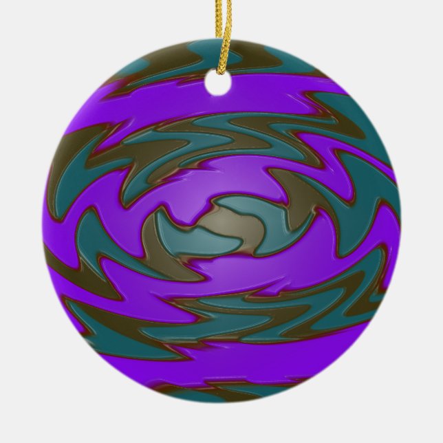 aquamarine lila abstrakte Kunst Keramikornament (Vorne)