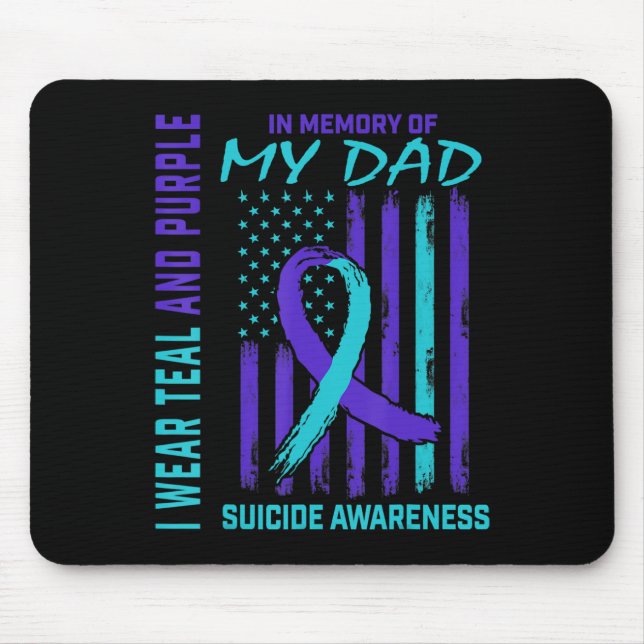 Aquamarine Lila Band in Erinnerung an Vater Suizid Mousepad (Vorne)