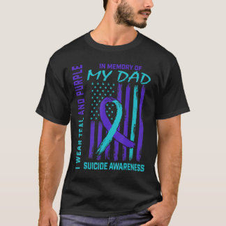 Aquamarine Lila Band in Erinnerung an Vater Suizid T-Shirt