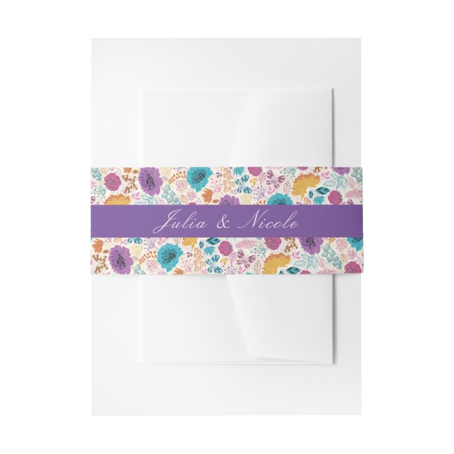 Aquamarine Lila Gelbfrühlingssonne Blume Hochzeit Einladungsbanderole (Vorderseite Beispiel)