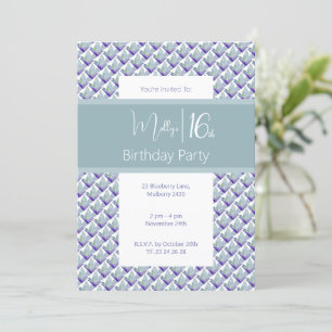 Aquamarine Lila Hue Magnolia Sweet 16. Geburtstags Einladung