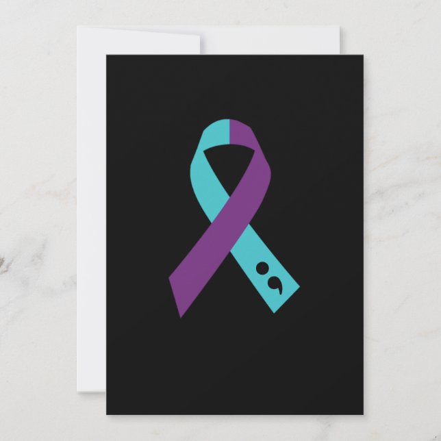 Aquamarine Lila Ribbon Semicolon Suizidprävention Save The Date (Vorderseite)
