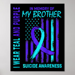 Aquamarine Lila Ribbon Suicide Aufklärung Fahne I  Poster