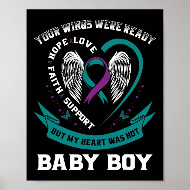 Aquamarine Lila Ribbon Suizid Awareness Prevention Poster (Vorne)