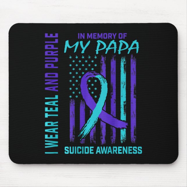 Aquamarine Lila Ribbon Suizid Bewusstsein Fahne Pa Mousepad (Vorne)