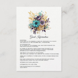 Aquamarine, Lila und goldene Blumengäste Details z Begleitkarte