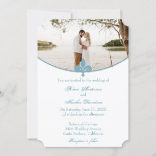 Aquamarine Lilie Foto Hochzeit Einladung