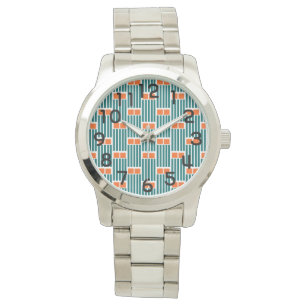 Aquamarine Linien und Felder Armbanduhr