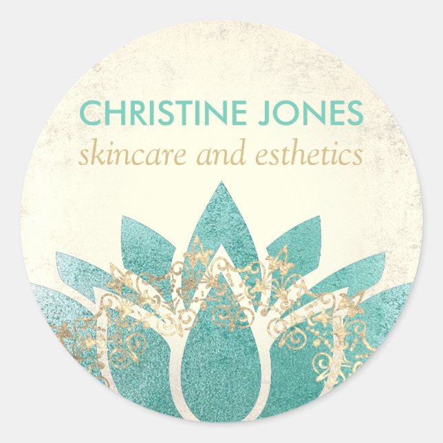 aquamarine Lotus-Blume Skinpflege und Ästhetik Runder Aufkleber (Vorderseite)