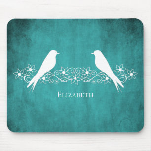 Aquamarine Lovebirds Blumenmousepad Mousepad
