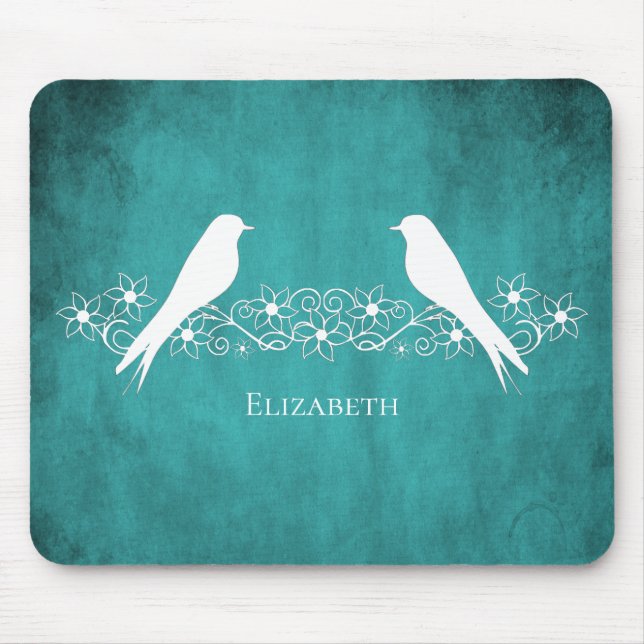 Aquamarine Lovebirds Blumenmousepad Mousepad (Vorne)