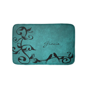 Aquamarine Lovebirds Personalisiert Badematte