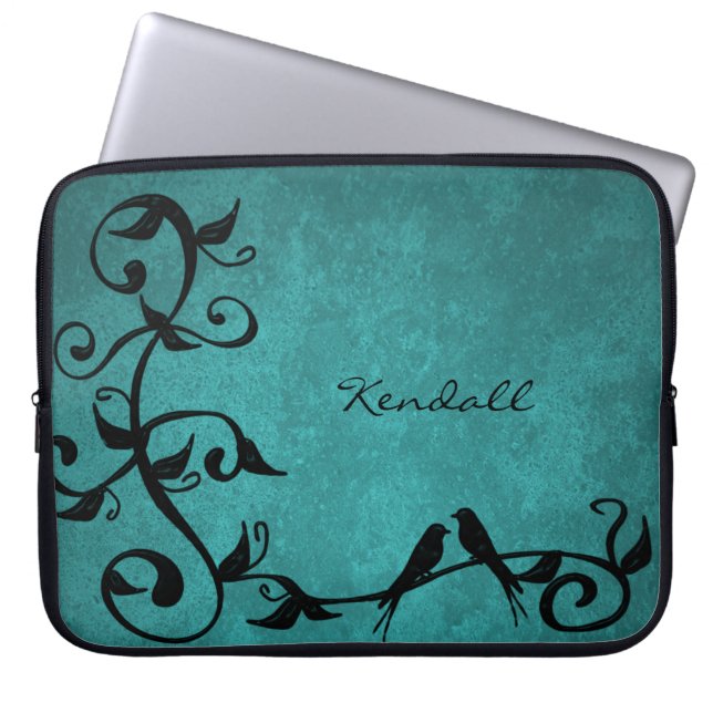 Aquamarine Lovebirts Personalisierter Laptop-Sieb Laptopschutzhülle (Vorderseite)