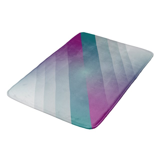 Aquamarine magentafarbene Dreiecke Badematte (Schrägansicht)
