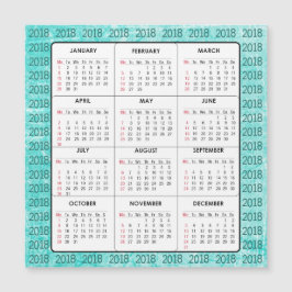 Aquamarine Magnetkarte 2018 Calendar Square
