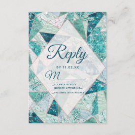 Aquamarine Marmordreiecke Moderne Hochzeitsrampe RSVP Karte