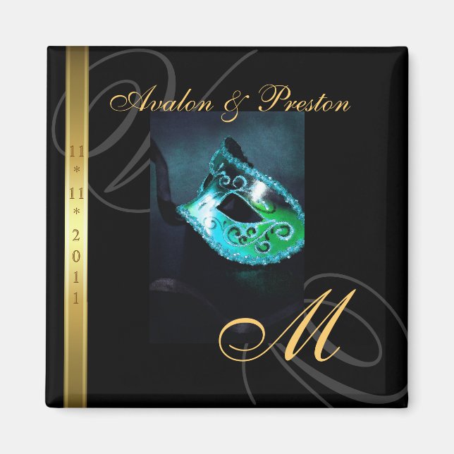 Aquamarine Maskenmaske "Swirl" speichert das Datum Magnet (Vorne)