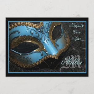 Aquamarine Masquerade Renaissance Hochzeit Einladu Einladung