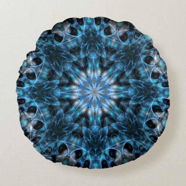 Aquamarine Meditation Rundes Kissen (Vorderseite)