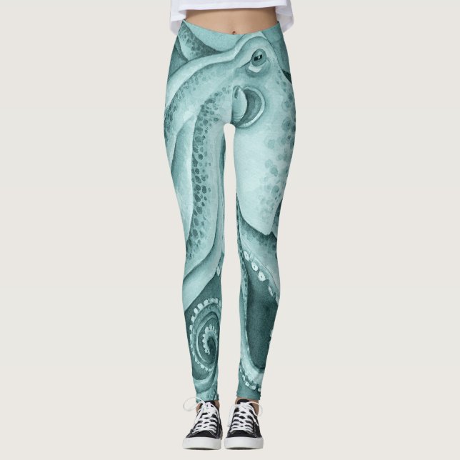 Aquamarine Meeresfarbe Leggings (Vorderseite)