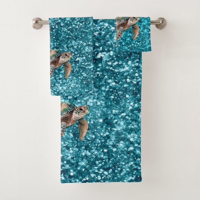 Aquamarine Meeresschildkröte Badhandtuch Set (Insitu)