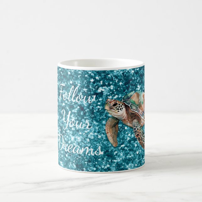 Aquamarine Meeresschildkröte Kaffeetasse (Mittel)
