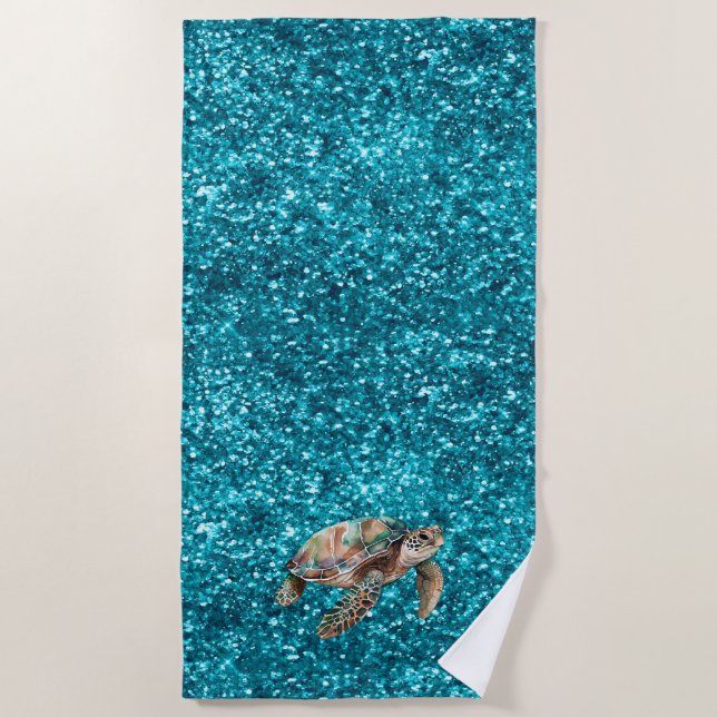 Aquamarine Meeresschildkröte Strandtuch (Vorderseite)