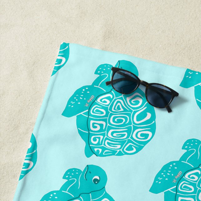 Aquamarine Meeresschildkröten Muster Aqua Beach Ha Strandtuch (Beispiel)