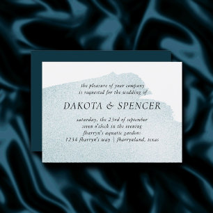 Aquamarine Menge Dark Moody Watercolor Wedding Einladung
