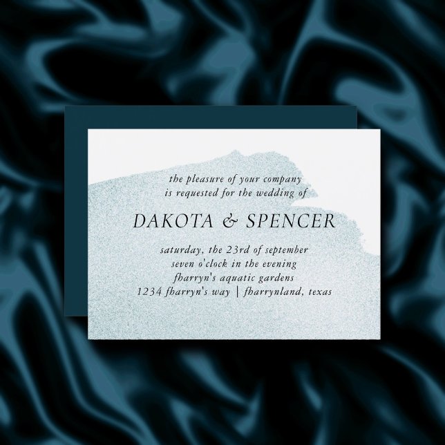 Aquamarine Menge | Dark Moody Watercolor Wedding Einladung (Von Creator hochgeladen)