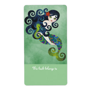 Aquamarine Mermaid Buchzeichen Labels