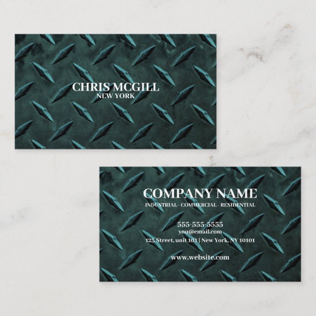 Aquamarine Metalltextur kundenspezifischer Konstru Visitenkarte (Vorne/Hinten)